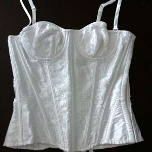 NWOT White Beaded Bustier sz.34 B or C